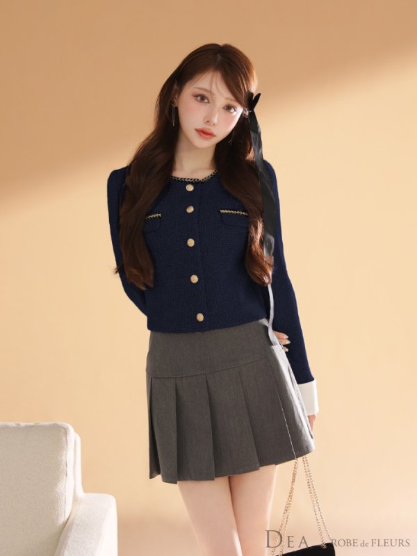 ネイビーxグレー モデル：ももか　身長：156cm　着用サイズ：Sサイズ