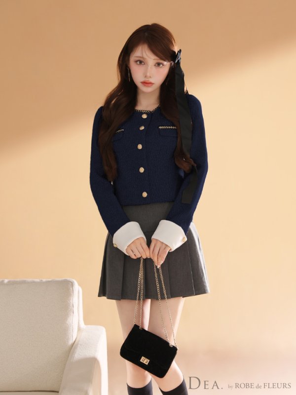 ネイビーxグレー モデル：ももか　身長：156cm　着用サイズ：Sサイズ