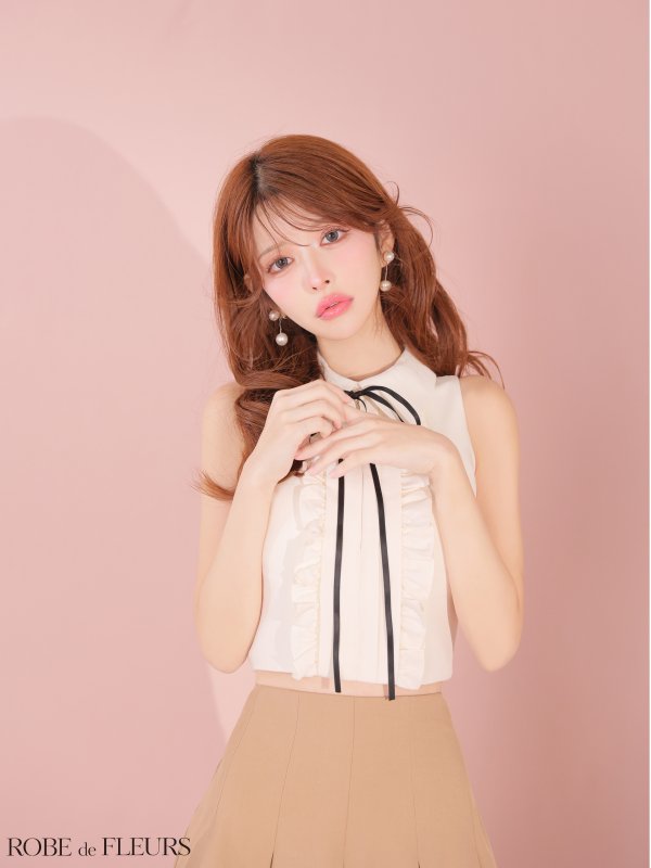 アイボリー×ベージュ　モデル：まりん　身長：164cm　着用サイズ：Sサイズ