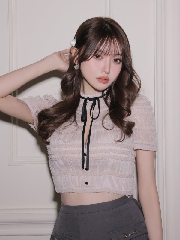 ピンクベージュxグレー　モデル：いおり　身長：164cm　着用サイズ：Sサイズ