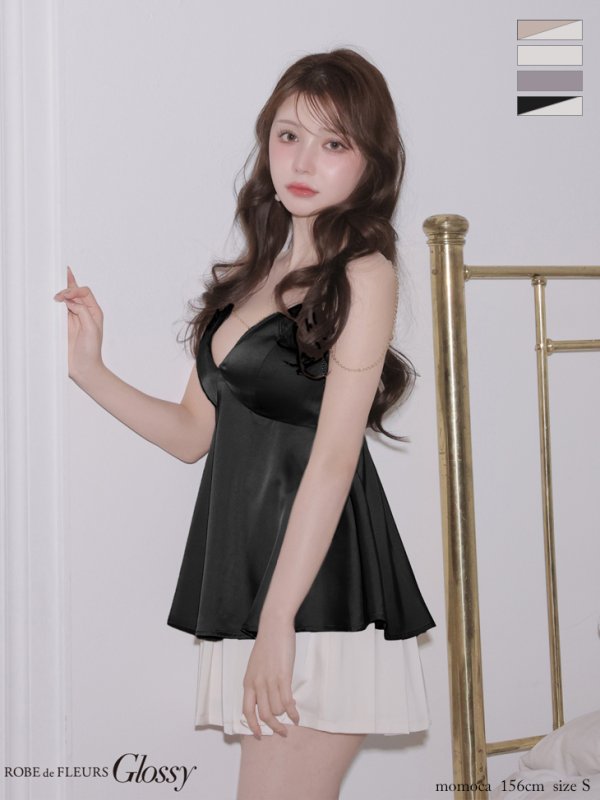 ブラックxアイボリー モデル：ももか　身長：156cm　着用サイズ：Sサイズ