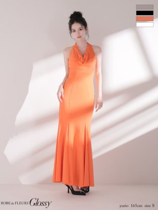 ROBE de FLEURS オレンジドレス ROBE de FLEURS Glossy】ロングドレス - sugar