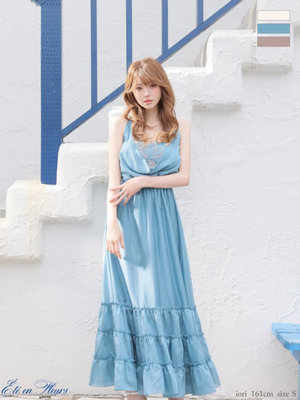 ティールブルー　モデル：いおり　身長：161cm　着用サイズ：Sサイズ