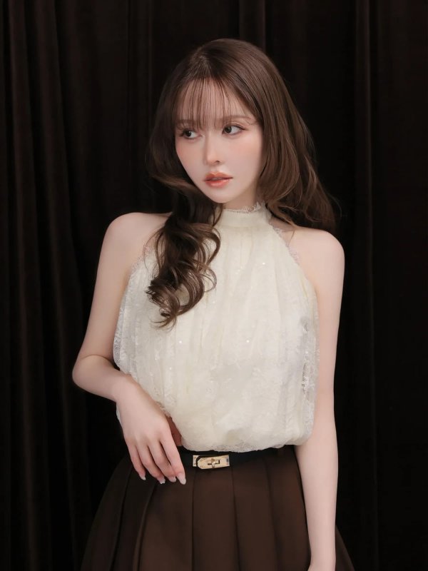 アイボリーxブラウン モデル：ゆめ　身長：160cm　着用サイズ：Sサイズ