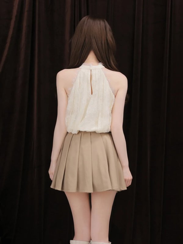 アイボリーxベージュ モデル：ゆめ　身長：160cm　着用サイズ：Sサイズ
