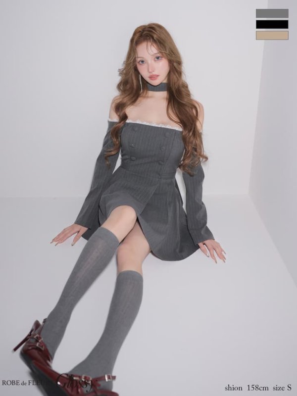 グレー　モデル：しおん　身長：158cm　着用サイズ：Sサイズ