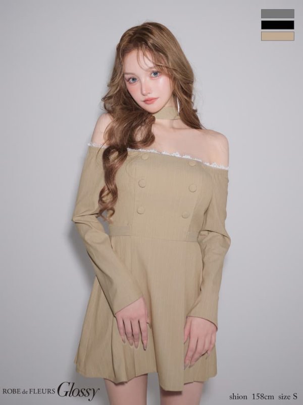 ベージュ　モデル：しおん　身長：158cm　着用サイズ：Sサイズ