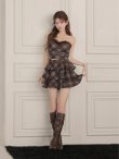 画像5: 【予約商品/10月上旬発送予定】XSサイズあり【ROBE de FLEURS/ローブドフルール】チェック/ ベアトップ/ フリル/ ティアード/ フレア/ セットアップ/ ミニドレス/ キャバドレス[OF08] (5)