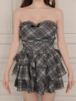 画像11: 【予約商品/10月上旬発送予定】XSサイズあり【ROBE de FLEURS/ローブドフルール】チェック/ ベアトップ/ フリル/ ティアード/ フレア/ セットアップ/ ミニドレス/ キャバドレス[OF08] (11)