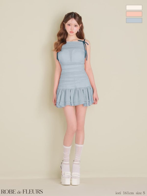 ブルー　モデル：いおり　身長：161cm　着用サイズ：Sサイズ