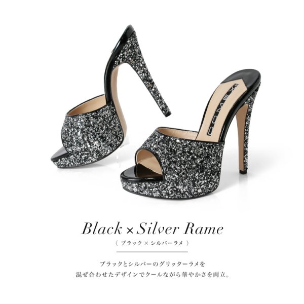 画像4: 【COMEX】2color/ ラメグリッター/13.5cmヒール/ ミュール/ サンダル[OF02] (4)