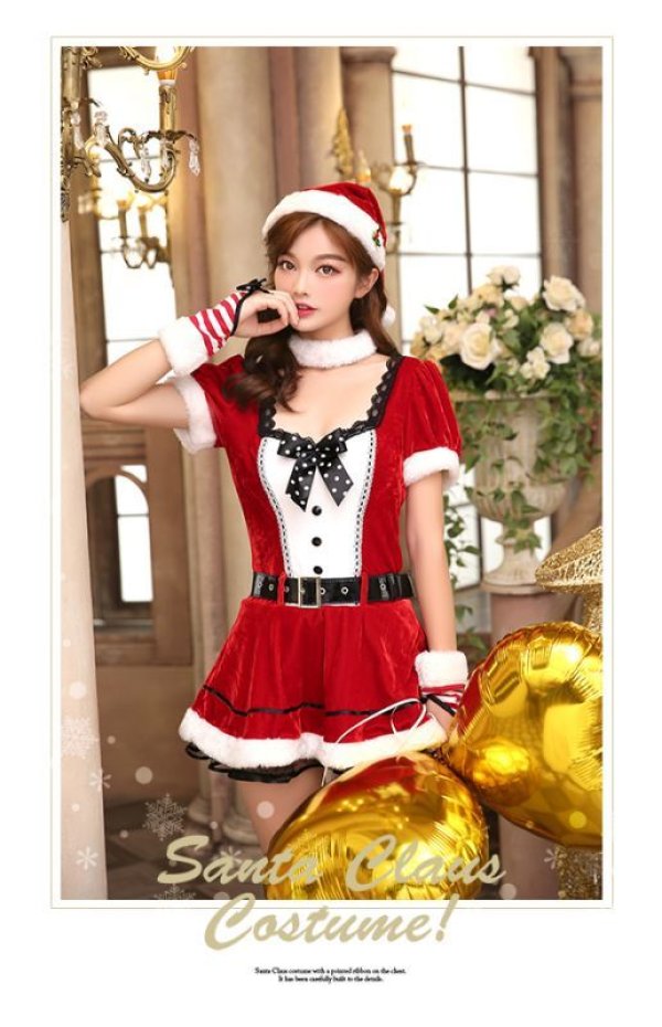 画像5: 【即日発送】【クリスマスコスプレ5点セット】【Malymoon/マリームーン】クラシカルサンタコスプレ【フリーサイズ/1カラー】[HC03] (5)
