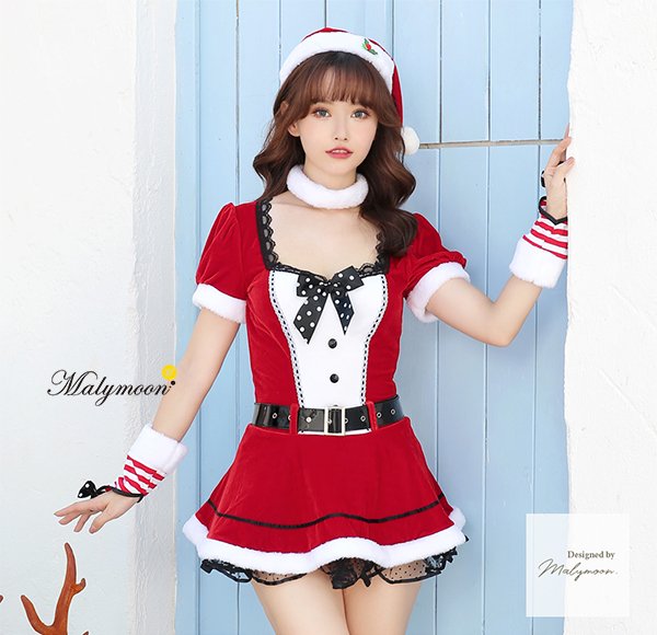 画像8: 【即日発送】【クリスマスコスプレ5点セット】【Malymoon/マリームーン】クラシカルサンタコスプレ【フリーサイズ/1カラー】[OF03] (8)
