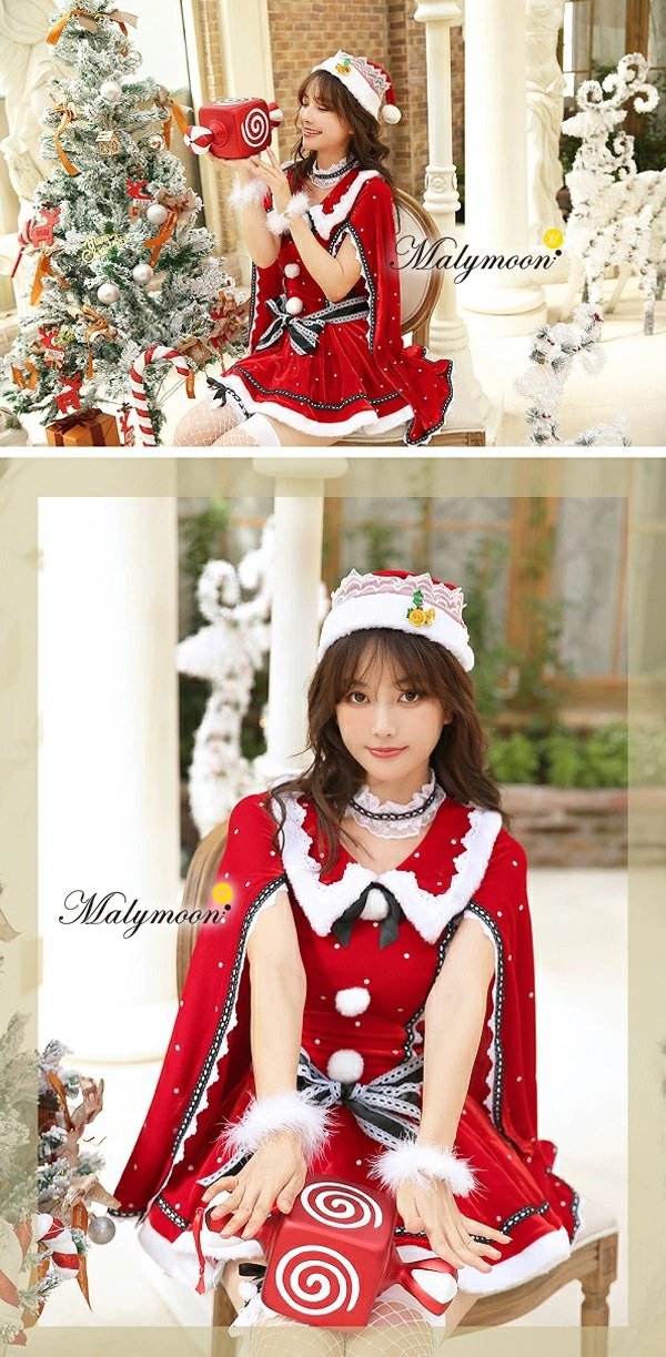 画像4: 【即日発送】【クリスマスコスプレ7点セット】【Malymoon/マリームーン】マントサンタクロース【フリーサイズ/1カラー】[YMT] (4)