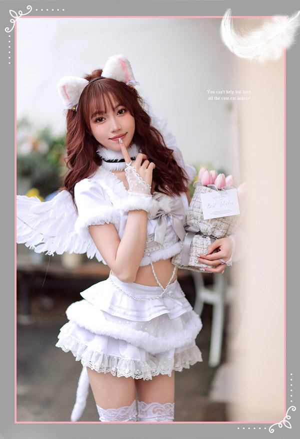 画像4: 【即日発送】猫耳天使【マリームーン】【ハロウィンコスプレ8点セット】【フリーサイズ/1カラー】[HC03] (4)