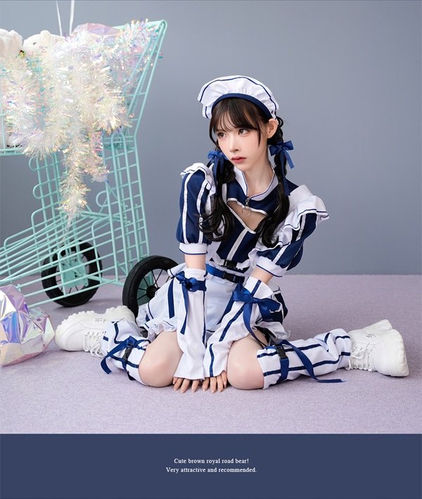 画像5: 【即日発送】アクセントラインハーネスジャージメイド【マリームーン】【ハロウィンコスプレ6点セット】【フリーサイズ/3カラー】[HC03] (5)