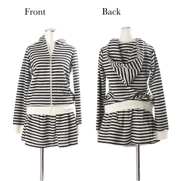 画像7: 【小物SALE】【ルームウェア：セットアップ】モールボーダージップジャージ/スウェット/部屋着/パジャマ [HC02] (7)