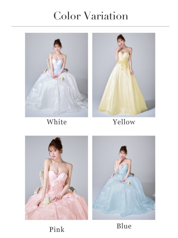 画像25: 【JEAN MACLEAN/ジャンマクレーン】ビーズ刺繍/ ビジュー/ スパンコール/ 立体フラワー/ チュール/ ベアトップ/ フレア/ Aライン/ プリンセス/ ロングドレス/ キャバドレス long[OF2A] (25)