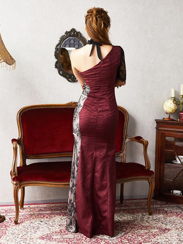 画像3: XLサイズあり!!【Luxe Style/リュクススタイル】レース/ ワンショル/ チョーカー付き/ ロングドレス/ キャバドレス long【HC03】 (3)