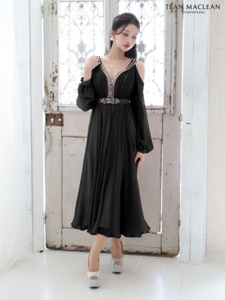 Lサイズあり【DEA./ディア】ジャガード/ フレア/ サテンリボン/ ミモレ