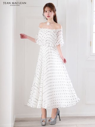 ウエストシースルー刺繍サテンスリットロングドレス キャバ