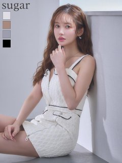  【IRMA/イルマ】バイカラーパイピング/ ノースリーブ/ ジップデザイン/ ハイウエスト/ タイト/ ミニドレス/ キャバドレス