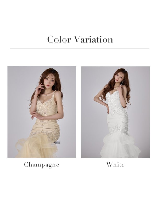 画像17: 【JEAN MACLEAN/ジャンマクレーン】サテン/ チュール/ スパンコール/ ビーズ/ フラワー刺繍/ ノースリーブ/ フリル/ マーメイド/ プリンセス/ ロングドレス/ キャバドレス long[OF2A] (17)