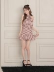 画像13: 【予約商品/9月中旬発送予定】XSサイズあり【ROBE de FLEURS/ローブドフルール】チェック柄/ シフォン/ サテン/ アメスリ/ フリル/ フレア/ セットアップ/ ミニドレス/ キャバドレス[OF08] (13)
