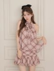 画像12: 【予約商品/9月中旬発送予定】XSサイズあり【ROBE de FLEURS/ローブドフルール】チェック柄/ シフォン/ サテン/ アメスリ/ フリル/ フレア/ セットアップ/ ミニドレス/ キャバドレス[OF08] (12)