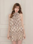 画像3: 【予約商品/9月中旬発送予定】XSサイズあり【ROBE de FLEURS/ローブドフルール】チェック柄/ シフォン/ サテン/ アメスリ/ フリル/ フレア/ セットアップ/ ミニドレス/ キャバドレス[OF08] (3)