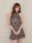 画像15: 【予約商品/9月中旬発送予定】XSサイズあり【ROBE de FLEURS/ローブドフルール】チェック柄/ シフォン/ サテン/ アメスリ/ フリル/ フレア/ セットアップ/ ミニドレス/ キャバドレス[OF08] (15)