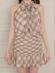 画像7: 【予約商品/9月中旬発送予定】XSサイズあり【ROBE de FLEURS/ローブドフルール】チェック柄/ シフォン/ サテン/ アメスリ/ フリル/ フレア/ セットアップ/ ミニドレス/ キャバドレス[OF08] (7)