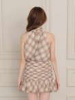 画像8: 【予約商品/9月中旬発送予定】XSサイズあり【ROBE de FLEURS/ローブドフルール】チェック柄/ シフォン/ サテン/ アメスリ/ フリル/ フレア/ セットアップ/ ミニドレス/ キャバドレス[OF08] (8)