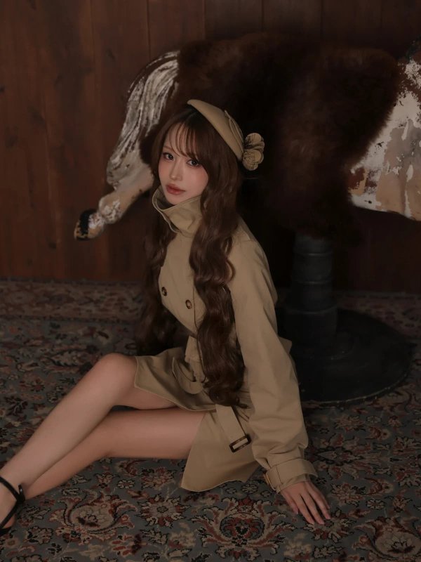 ベージュ　モデル：れみれみ　身長：163cm　着用サイズ：Fサイズ