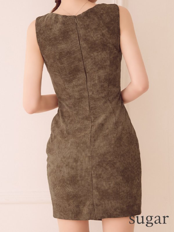 画像14: sugarオリジナルカラー・XSサイズあり【IRMA/イルマ】コーデュロイ/ ノースリーブ/ バストカットアウト/ ハイウエスト/ タイト/ ミニドレス/ キャバドレス[OF2A] (14)