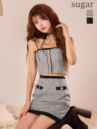 Sugar セットアップミニドレスSサイズ XSサイズあり【Glossy/グロッシー】スパンコール/ ラメニット