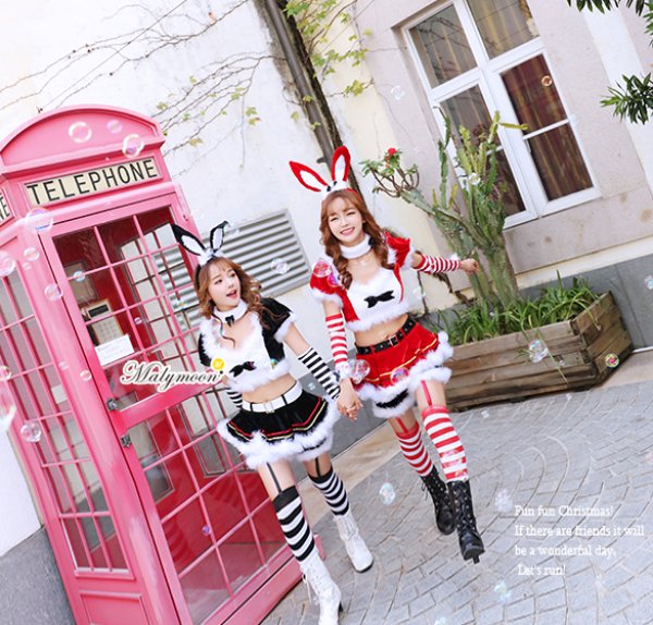 画像7: 【即日発送】【クリスマスコスプレ8点セット】【Malymoon/マリームーン】バニーサンタクロースコスチューム【フリーサイズ/2カラー】[HC03] (7)