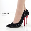 画像2: 【COMEX】 1color/ 10.5cmヒール/ ベロア/ ピンヒール/ 赤ヒール/ ポインテッドトゥ/ ハイヒール/ パンプス[OFJH] (2)