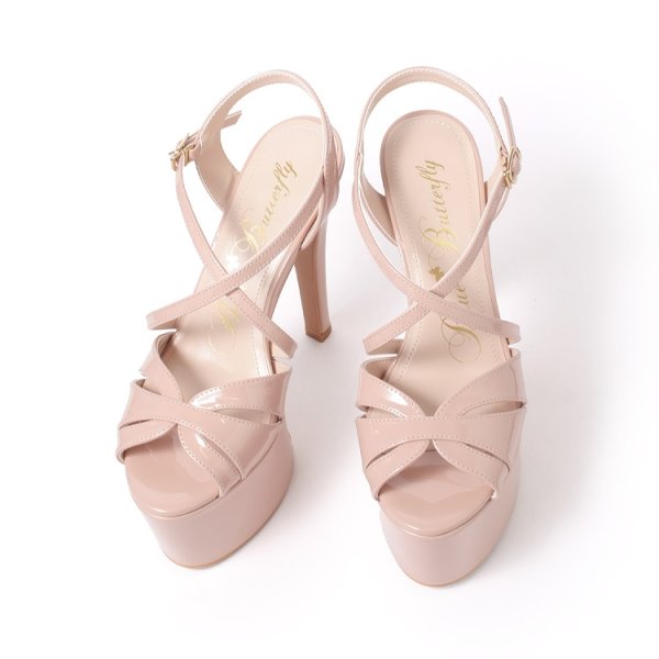 画像5: 【COMEX】 1color/ 15cmヒール/ クロスストラップ/ 厚底/ エナメル/ ハイヒール/ サンダル[OF02] (5)