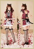 画像6: 【即日発送】【クリスマスコスプレ9-10点セット】【Malymoon/マリームーン】2タイプ猫耳チェックサンタ【フリーサイズ/1カラー】[YMT] (6)