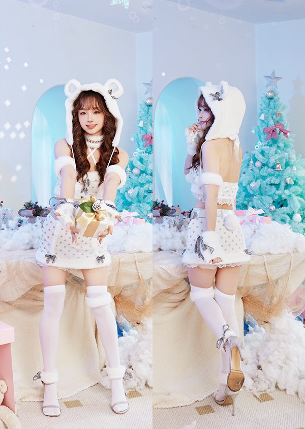 画像4: 【即日発送】【クリスマスコスプレ10点セット】【Malymoon/マリームーン】オーロラ白くまサンタ【フリーサイズ/1カラー】[HC03] (4)