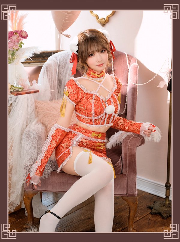 画像4: 【即日発送】ロマンスジッパーチャイナ【マリームーン】【ハロウィンコスプレ6点セット】【フリーサイズ/2カラー】[HC03] (4)