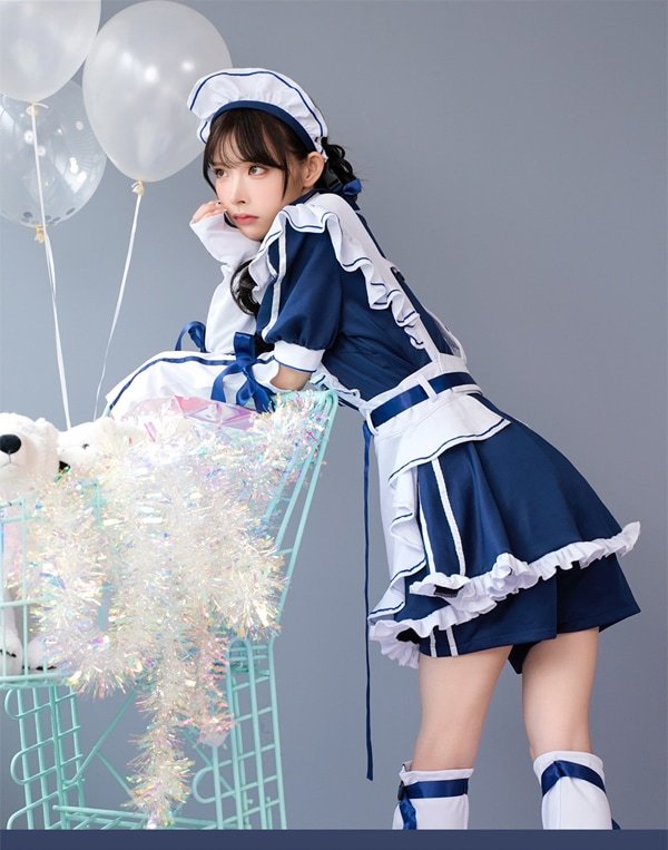 画像6: 【即日発送】アクセントラインハーネスジャージメイド【マリームーン】【ハロウィンコスプレ6点セット】【フリーサイズ/3カラー】[HC03] (6)