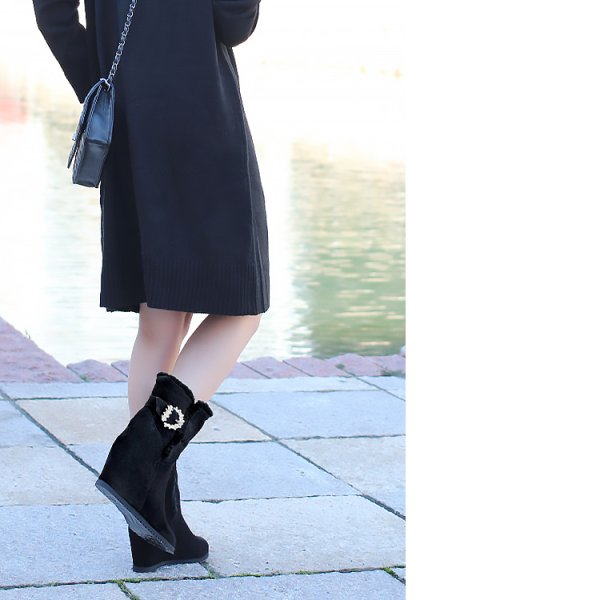 画像6: 【COMEX】 1color/ 7cmヒール/ ムートン/ ブーツ/ インヒール/ ファー/ ブラック/ スエード[OF02JH] (6)