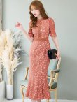 画像23: 【AMORA GRACE / アモーラグレース】 オケージョンドレス/ パーティードレス/ お呼ばれドレス/ 総レース/ パフスリーブ/ 袖あり/ 五分袖/ ミモレ丈/ マーメイド/ ワンピース/ キャバドレス[OF05] (23)