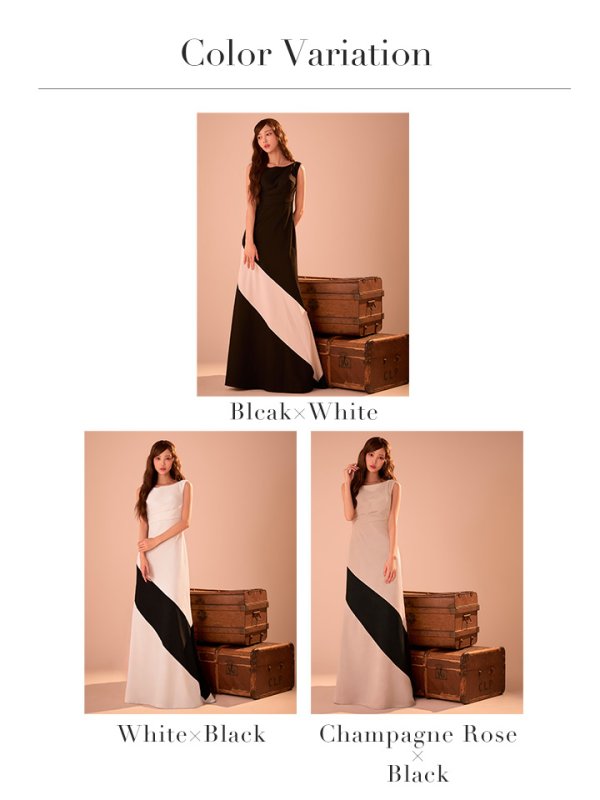 画像20: 【予約商品/1月下旬発送予定】【JEAN MACLEAN/ジャンマクレーン】バイカラー/ タック/ ノースリーブ/ シンプル/ タイト/ ロングドレス/ キャバドレス long[OF2A] (20)