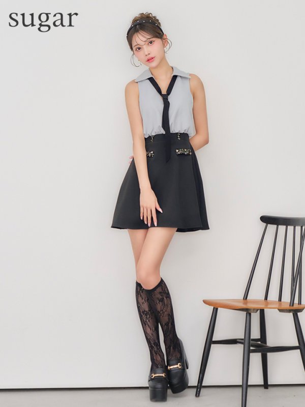 ライトグレーxブラック　モデル：るりぴ　身長：165cm　着用サイズ：Sサイズ