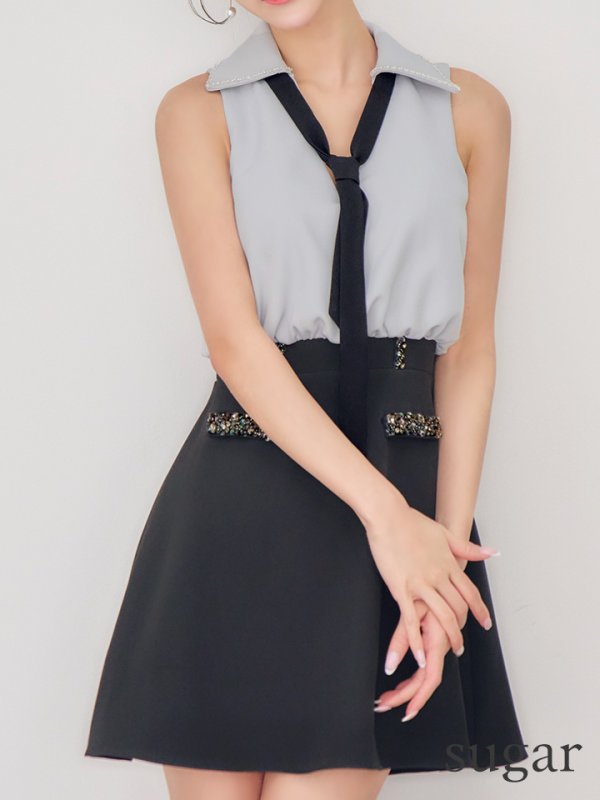 ライトグレーxブラック　モデル：るりぴ　身長：165cm　着用サイズ：Sサイズ