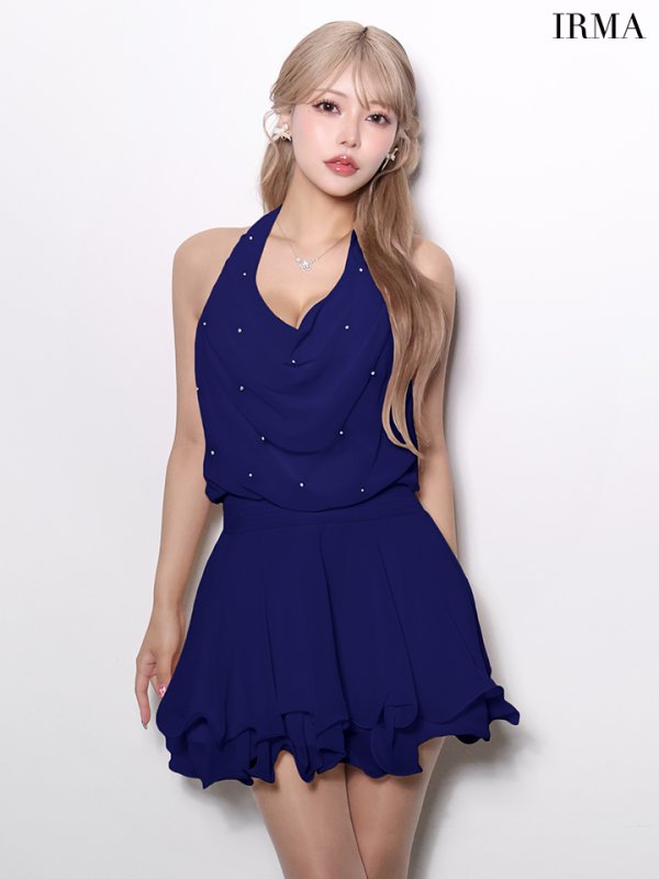 パープルネイビー　モデル：如月れい　身長：156cm　着用サイズ：Sサイズ