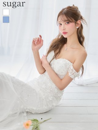 ミニロングドレス 白 ロングドレス：ホワイト(白)｜キャバドレス・ミニドレス通販はsugar
